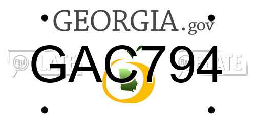 GAC794 Georgia License Plate