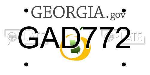 GAD772 Georgia License Plate