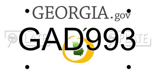 GAD993 Georgia License Plate