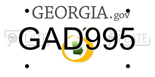 GAD995 Georgia License Plate