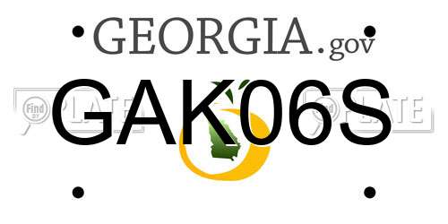 GAK06S Georgia License Plate
