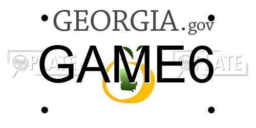 GAME6 Georgia License Plate