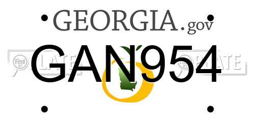 GAN954 Georgia License Plate