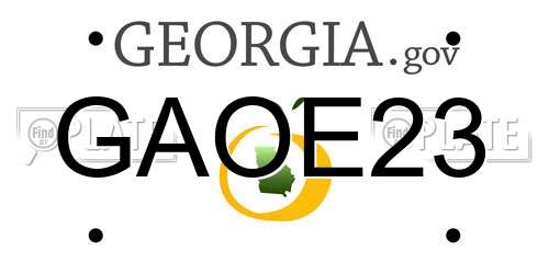 GAOE23 Georgia License Plate