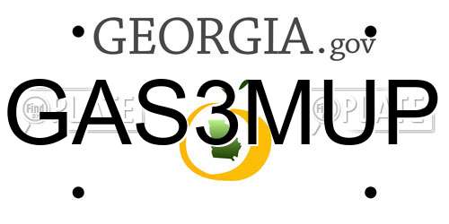 GAS3MUP Georgia License Plate