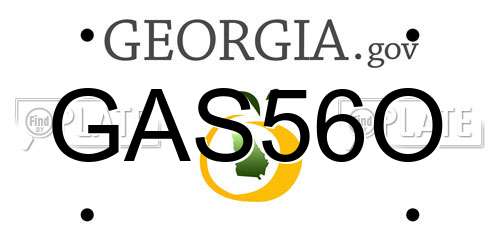 GAS56O Georgia License Plate