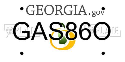 GAS86O Georgia License Plate