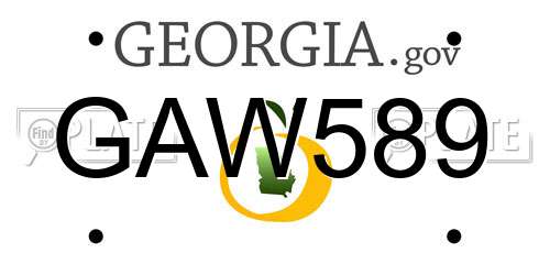 GAW589 Georgia License Plate