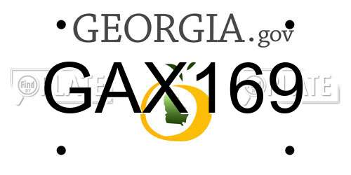 GAX169 Georgia License Plate