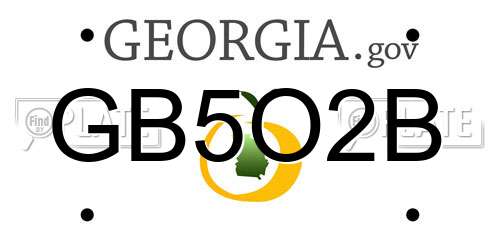 GB5O2B Georgia License Plate