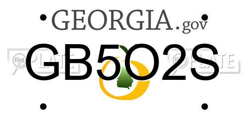 GB5O2S Georgia License Plate