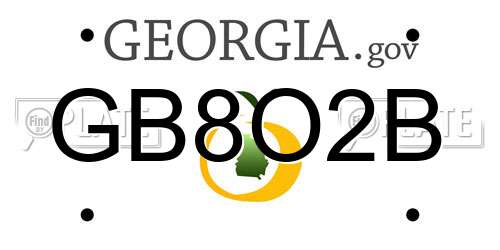 GB8O2B Georgia License Plate