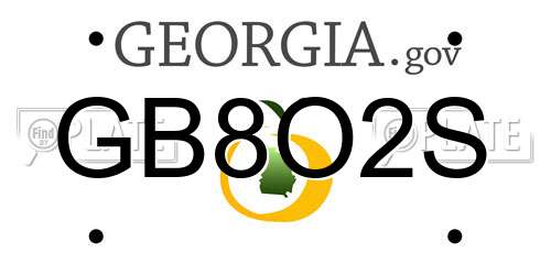 GB8O2S Georgia License Plate