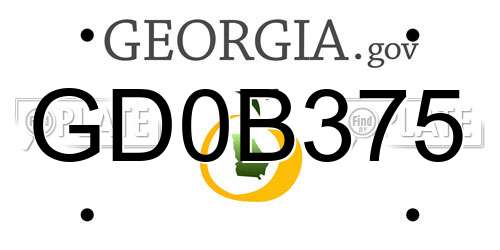 GD0B375 Georgia License Plate