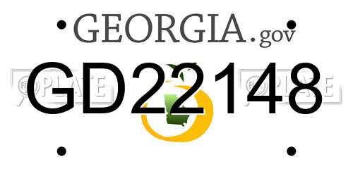GD22148 Georgia License Plate