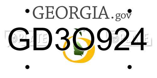 GD3O924 Georgia License Plate