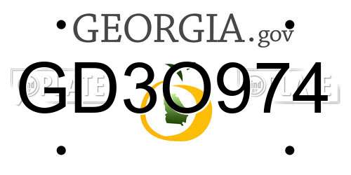 GD3O974 Georgia License Plate