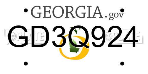 GD3Q924 Georgia License Plate