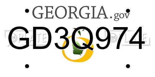 GD3Q974 Georgia License Plate