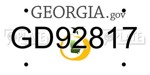 GD92817 Georgia License Plate