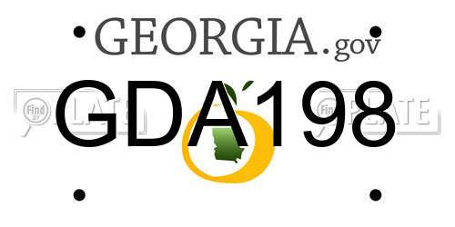 GDA198 Georgia License Plate