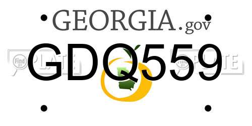GDQ559 Georgia License Plate