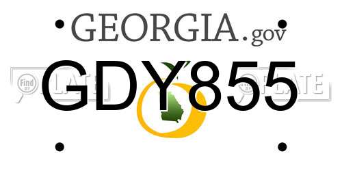GDY855 Georgia License Plate