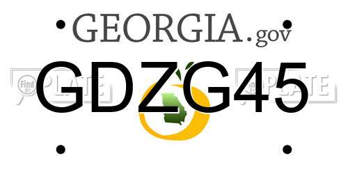 GDZG45 Georgia License Plate