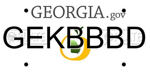GEKBBBD Georgia License Plate