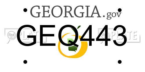 GEQ443 Georgia License Plate