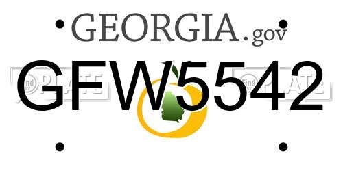 GFW5542 Georgia License Plate