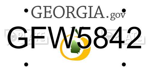 GFW5842 Georgia License Plate