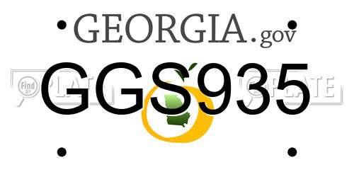 GGS935 Georgia License Plate