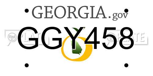 GGY458 Georgia License Plate