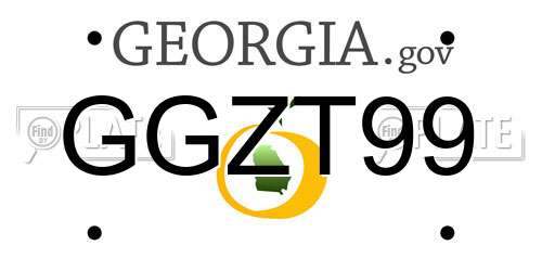 GGZT99 Georgia License Plate