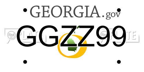 GGZZ99 Georgia License Plate