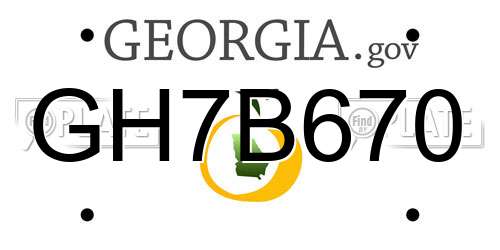 GH7B670 Georgia License Plate
