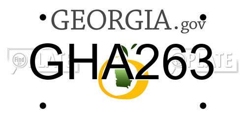 GHA263 Georgia License Plate