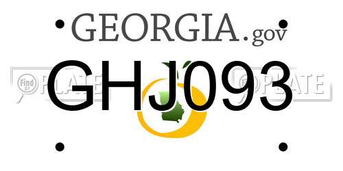 GHJ093 Georgia License Plate