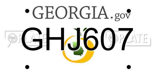 GHJ607 Georgia License Plate