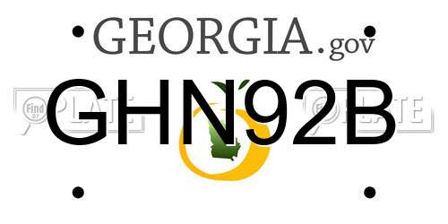 GHN92B Georgia License Plate