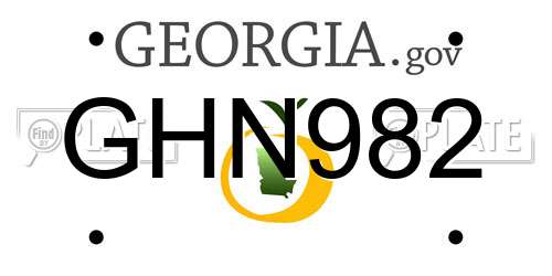 GHN982 Georgia License Plate