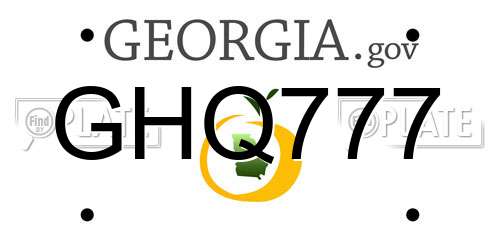GHQ777 Georgia License Plate