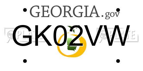 GK02VW Georgia License Plate