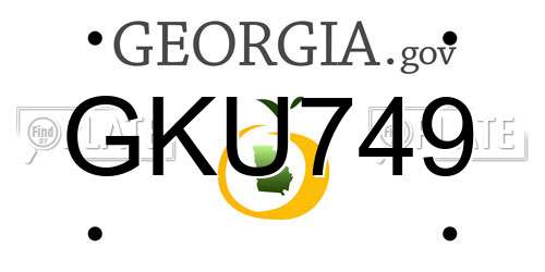 GKU749 Georgia License Plate