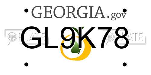 GL9K78 Georgia License Plate