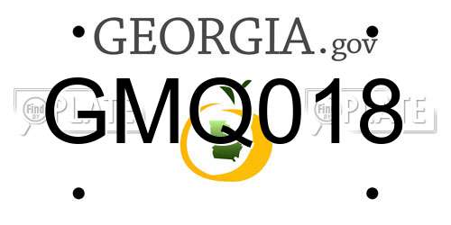 GMQ018 Georgia License Plate