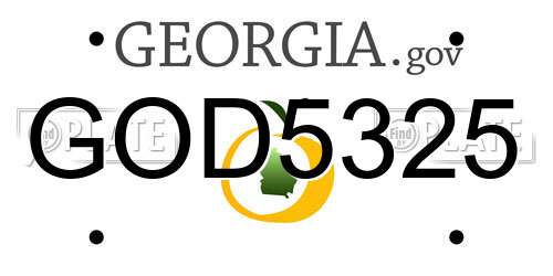 GOD5325 Georgia License Plate