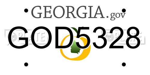 GOD5328 Georgia License Plate