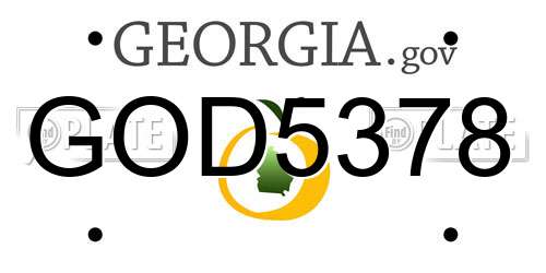 GOD5378 Georgia License Plate